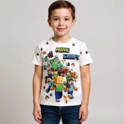 تصویر تی‌شرت آستین کوتاه پسرانه مدل ماین کرافت کد S36 