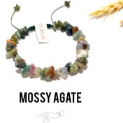 تصویر دستبند سنگی عقیق خزه ای نامنظم اصل و درجه یک دستبند سنگ عقیق خزه ای Stone Bracelet mossy agate original