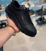 تصویر کفش چرم مردانه رابر بندی روزمره مشکی سایز۴۰تا۴۴ - سایز۴ 