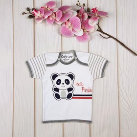 تصویر تیشرت نوزادی طرح پاندا طوسی – سه تا شش ماه 