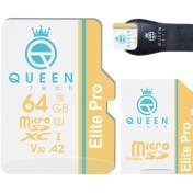 تصویر کارت حافظه microSDXC کویین تک (Queen Tech) مدل +Elite pro 566X ظرفیت 64 گیگابایت به همراه آداپتور SD و کارت خوان 