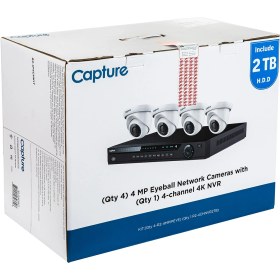 تصویر سیستم مدار بسته امنیتی 4 دوربین کپچر مدل R2-IP4CHKIT Capture R2-IP4CHKIT 4 Channel IP Camera