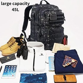 تصویر OMIRA Military Tactical Backpack, 45L Large Army 3 Day Assault Pack, Molle Backpack, Emergency Pack, Travel Mountaineering Bag, Hiking Backpacks Ideal for Camping, Hunting, Hiking, Outdoor Adventure 