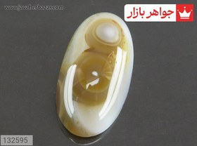 تصویر نگین عقیق باباقوری هندی دوچشم زیبا کد 132595 