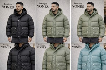 تصویر کاپشن پفی نورث فیس سایز L و XL رنگ آبی پاستیلی 