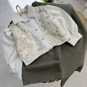 تصویر ست پوشاک دخترانه سه تیکه سوزن دوزی 