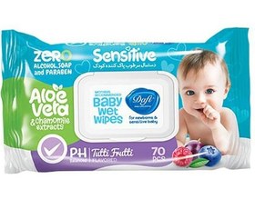 تصویر دستمال مرطوب پاک کننده کودک دافی (مدل حساس) بسته ۷۰ عددی ا Dafi Aloe Vera Wet Wipes For Sensitive Baby Skin Dafi Aloe Vera Wet Wipes For Sensitive Baby Skin