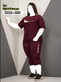 تصویر ست تیشرت شلوارک سایز بزرگ ورزشی زنانه NIKE کد 001 NIKE womens sports big size t shirt shorts set code 001