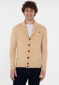 تصویر ژاکت جلو باز مردانه کش بافش ماسه U.S. Polo Assn. 