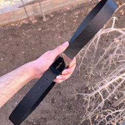 تصویر کمربند چرم طبیعی مردانه تک لایه گاومیش با سگک پلاکی K35PA5 