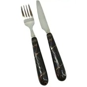 تصویر ست کارد و چنگال میوه خوری ۱۲ پارچه ام جی اس مدل ماربل سرامیکی 