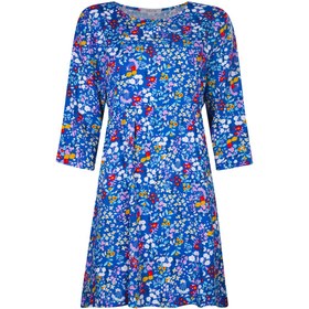 تصویر پیراهن یقه گرد زنانه مدل کژال کد 9602 - 40-44 / گل درشت 