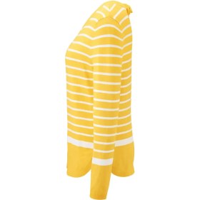 تصویر بلوز بافت زنانه راه راه سفید زرد چیبو 