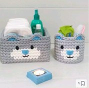تصویر سبد سیسمونی تریکو مجموعه ۲ عددی طرح خرسی 