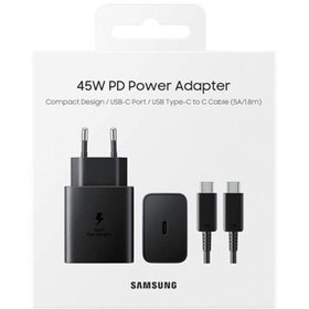 تصویر شارژر دیواری سامسونگ مدل EP-TA845 45W به همراه کابل USB-C 