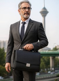 تصویر کیف اداری آقایان - طرح درفش - مشکی 