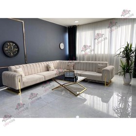 تصویر مبل ال ساده و شیک مدل لاوین با پایه استیل 