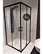 تصویر کابین دوش فریم مشکی شیشه سکوریت ۶ میل 