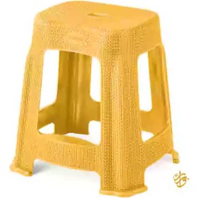 تصویر چهارپایه حصیری پله دار متوسط - زرد 
