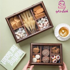 تصویر جعبه پذیرایی چوبی ۵ خانه قفل دار 