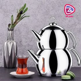 تصویر کتری و قوری کرکماز مدل Tombik کد A104 Korkmaz Tombik A104 Teapot And Kettle Set