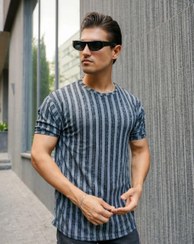 تصویر تیشرت مردانه راه راه بیسکویتی سایز XL و L 