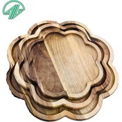 تصویر سینی سه تکه -چوب گردو - طرح برگ گل- 5106 