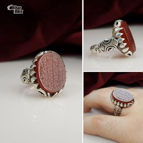 تصویر انگشتر نقره عقیق قرمز یمنی اصل مردانه ا Yemeni red agate silver ring Yemeni red agate silver ring