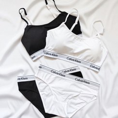 تصویر ست نیم تنه و شورت کلوین کلاین رنگ مشکی و سفید 