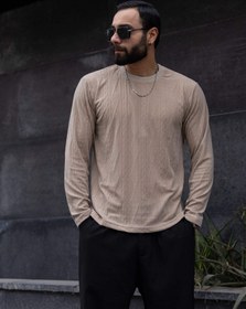 تصویر پیراهن یقه گرد مدل آستین بلند جنس تورین Long sleeve round neck shirt made of Turin