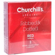 تصویر کاندوم خاردار و شیاردار تاخیری دوبل چرچیلز قرمز 