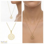 تصویر گردنبند نقره آب طلا طرح گل خورشیدی 