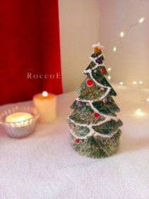 تصویر جاشمعی سرامیکی دستساز طرح درخت کریسمس Handmade ceramic candleholder Christmas tree design