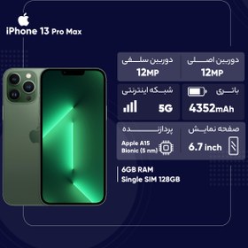 تصویر گوشی موبایل اپل مدل iPhone 13 Pro Max LLA تک سیم‌ کارت ظرفیت 128 گیگابایت و رم 6 گیگابایت - نات اکتیو Apple iPhone 13 Pro Max LLA Single SIM 128GB And 6GB RAM Mobile Phone - Not Activate