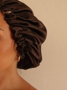 تصویر کلاه خواب ساتن ابریشم - مشکی hat satin