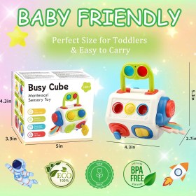 تصویر بیزی کیوب 10 در 1 – مکعب آموزشی سنسوری 