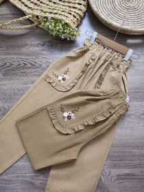 تصویر شلوار کتان گلدوزی - کرم 