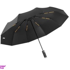 تصویر چتر اتوماتیک ۱۰ فنره ضد باد با چراغ 