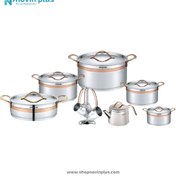 تصویر سرویس قابلمه استیل عرشیا مدل SS270-3280 Arshia Stainless Steel Cookware Set 16Pcs Rose Gold