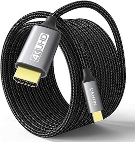 تصویر UANTIN USB C to HDMI Cable 10Ft | 4K High-Speed USB 3.1 Type-C to HDMI 2.0 Cord [Thunderbolt 3/4 Compatible] with MacBook Pro/Air,Galaxy S8 to S23,iPhone 15/Pro/Plus/Max,iPad Pro, iMac, Surface 