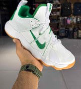 تصویر کفش والیبال نایکی هایپرست مستر کیفیت سفید سبز 