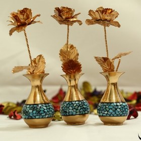 تصویر گلدان مس فیروزه کوبی 5سانت بدون گل 