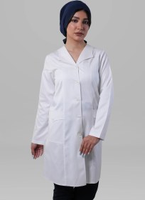 تصویر روپوش زنانه مدل جیب مثلثی Womens White Lab Coat Triangle Pocket