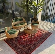 تصویر میز و صندلی حصیری مدل ۴نفره کاناپه دار - سبز روشن 