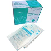 تصویر دستکش جراحی لاتکس بدون پودر سایز 7.5 استریل بسته 50 جفتی Sterile Latex Surgical Gloves