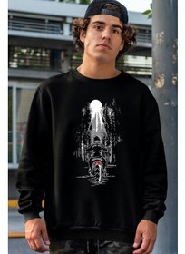 تصویر سویشرت ضخیم مردانه یقه گرد مشکی مدل لونی کابیوی برند rock&roll Lonely Cowboy Black Crew Neck Thick Men's Sweatshirt