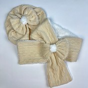 تصویر ست کلاه و شالگردن بچگانه پاپیون دار مدل شینا 