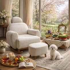 تصویر صندلی راک چوبی گهواره ای مدل نیلی 