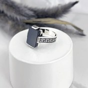 تصویر انگشتر نقره مردانه مدل مشکی رکاب ورساچ 