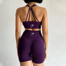 تصویر ست ورزشی زنانه جیم شارک مدل SET014 رنگ مشکی و صورتی و سبز و آبی و بنفش 